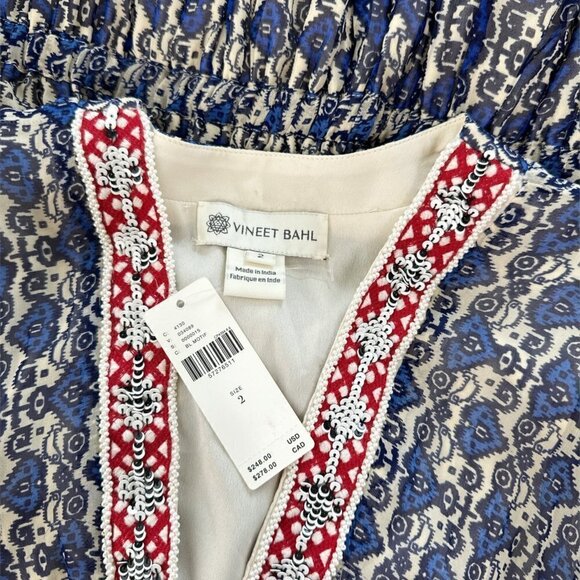 Vineet Bahl Anthropologie Oda Embroidered Blue Motif Sequin Maxi Dress NWT NEW 2 - Picture 6 of 6